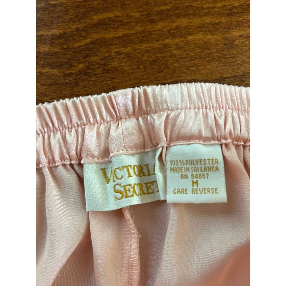 Victoria's Secret Satin Pajama Set M Pink‎ Peach Gold Label Floral Lace DEFECT - Picture 12 of 13